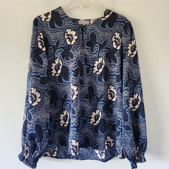 TED BAKER | Bernot Floral Navy Blouse sz XL - Picture 2 of 6
